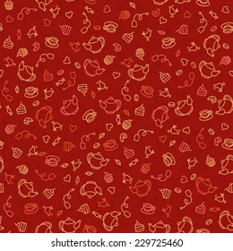 Seamless sweet tea pattern. Vector illustration