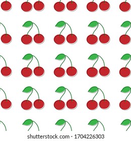 Seamless sweet vector cherry pattern, can be used like wallpaper, greeting card design, restaurant menu cover, textile print