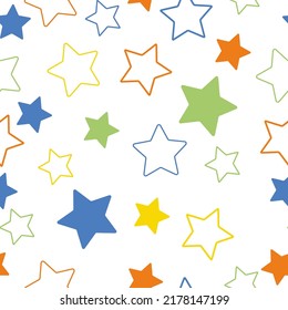 seamless sweets colorful star with vintage style on white background vector pattern Magic sky.