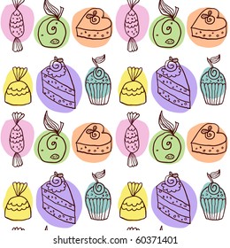 Seamless sweets pattern in cartoon style