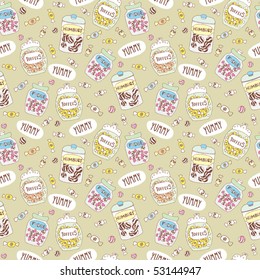 Seamless sweets pattern in vector