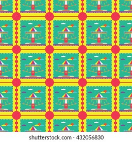 seamless swinging ride on ticket pattern icon vector, amusement park vector