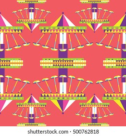 Seamless Swinging ride Pattern, Amusement Park