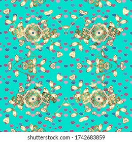 Sin inconveniente. Patrón giratorio y rizado en tonos marrones, azules y blancos. Perfecto para fondos de pantalla, fondos de página web, texturas superficiales, textiles. Ilustración vectorial. En estilo vintage.