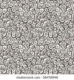 Seamless swirl pattern. Handdrawn doodle ringlets.