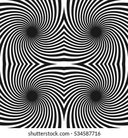 Seamless swirl pattern. Radiating lines with spiral distortion. Rotating radial stripes background