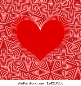 Seamless Swirl Pattern with red heart. Vector