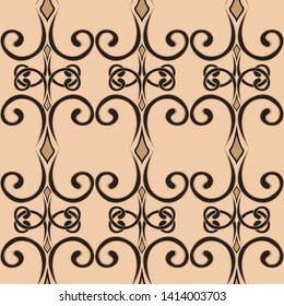 Seamless swirl pattern. In a simple style. Vector. Endless curl ornament. Sketch, scribbles, scribbles on brown and cream colors. Can be used for greeting cards, wedding invitations, logo, print on fa