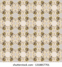 Seamless swirl pattern. Sketch, doodle, scribble on gray and beige colors. Can be used for greeting cards, wedding invitations, logo, printing on fabric. Endless curl ornament. Vector. In simple style