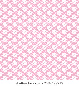 Seamless Swirl White and Pink Intertwined Delicate Pink Wave Pattern Background
