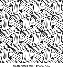 Seamless swirling pattern. Modern stylish texture. Doodling striped ornament. Monochrome linear background. Vector illustration