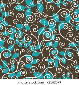 Seamless swirls and leafs pattern