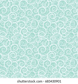 Seamless swirls spirals pattern Soft Turquoise