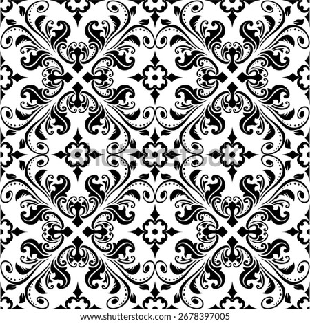 Seamless swirly floral pattern design vector illustration design decoration ornament ethnic batik traditional vintage classic