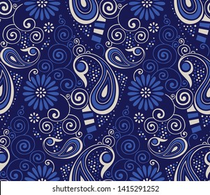 Seamless swirly paisley pattern design