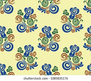 Seamless swirly rose flower pattern