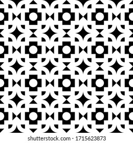 Seamless symetrical pattern. Decorative ornament. Abstract black and white geometric pattern