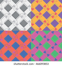 Seamless symmetric geometric pattern with rectangles in four color variants