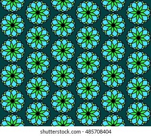 Seamless symmetric pattern floral arrangement. Vector illustration.