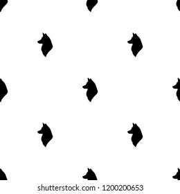 seamless symmetric pattern with foxes or wolves isolated on white. Vector flat wild animal ormament. 