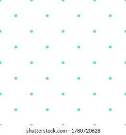 Seamless symmetric pattern with little blue dots on white background. Polka dot ornament. Decorative wallpaper, good for printing.