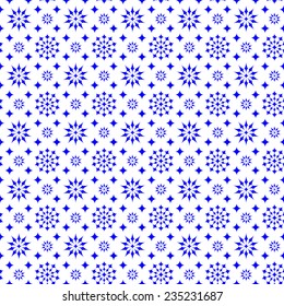Seamless symmetric pattern with white circles on a blue background