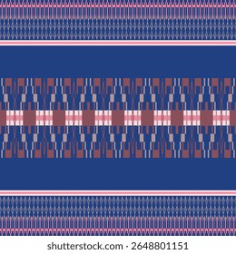 Seamless symmetric pixel pattern on a warm tones with deep blue background look cool and modern.