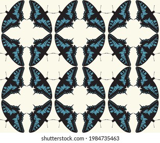 Seamless symmetrical colorful butterly pattern for fabric - wrapping paper - wallpaper - Vector