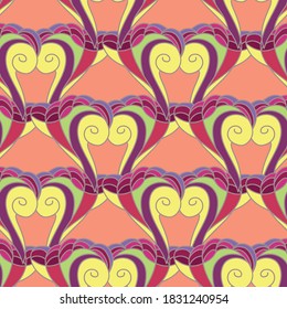 Seamless symmetrical fantastic pattern with various design elements of gift paper and fabric design.