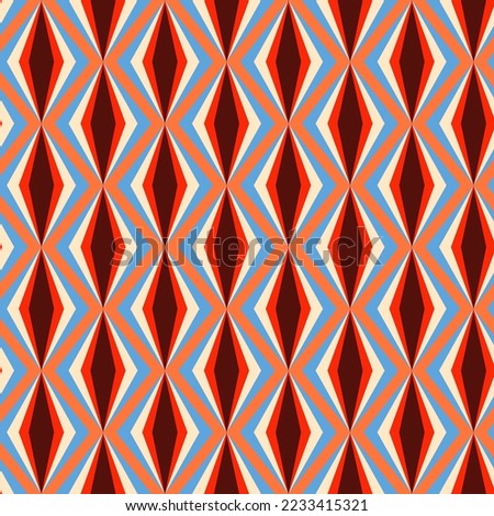 seamless symmetrical pattern with diamonds arranged without a gap. Retro style background. Superior nackground for interior designs, wallpapers, textiles and fabrics in modern retro style