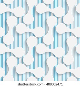 Seamless Symmetrical Pattern. Vector Abstract Modern Design. White and Blue  Geometric Background.