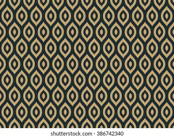 Seamless tan blue and brown vintage ogee pattern vector