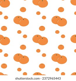 Seamless tangerine, winter, christmas pattern on white background.