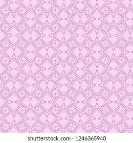 Seamless tangled pattern from purple geometrical abstract lines on a pink background. Vector illustration. Suitable for fabric, wallpaper, wrapping paper