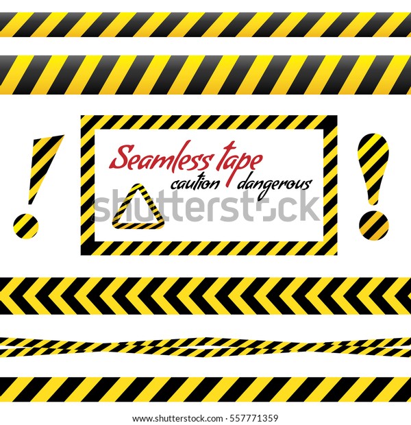 シームレスなテープの注意 危険 ベクターイラスト 黄色の警察線警告テープ 危険テープ 注意テープ のベクター画像素材 ロイヤリティフリー