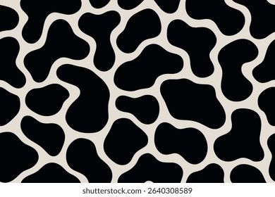 Seamless tapir skin pattern featuring large irregular black spots on white color background.