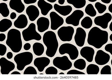 Seamless tapir skin pattern featuring bold irregular black spots on clean white background.