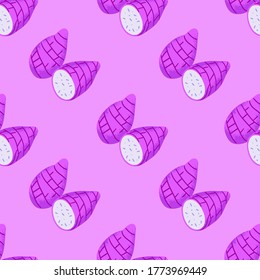 Seamless Taro Pattern, Hand Drawn Taro Illustration, Vector Illustration EPS 10.