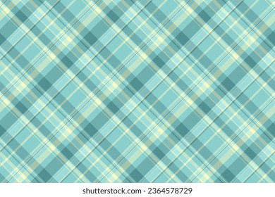 Seamless tartan background of check textile plaid with a texture fabric pattern vector in light and teal colors.