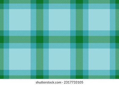 Seamless tartan background of plaid pattern vector with a textile fabric texture check in light and cyan colors.