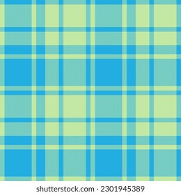 Seamless tartan check. Fabric textile plaid. Background vector pattern texture in light and cyan colors.