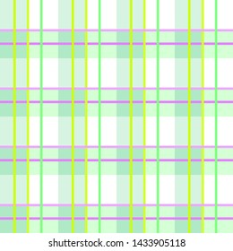 Seamless tartan or check pattern, green purple and white colors vector