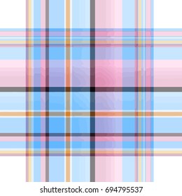 Seamless tartan checked background in blue pink tones, vector illustration