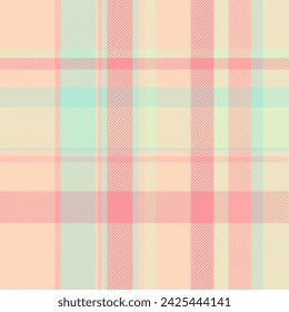Seamless tartan fabric of background check pattern with a plaid textile vector texture in light and red colors.