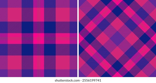 Seamless tartan fabric of check background plaid with a textile vector texture pattern. Set in neon colours. Modern carpets for stylish living rooms.