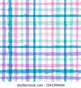 seamless tartan girly pattern, plaid print, checkered summer paint brush strokes. Gingham. Rhombus and squares texture for textile: shirts, tablecloths, clothes, dresses, bedding, blankets, paper. 