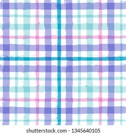 seamless tartan girly pattern, plaid print, checkered summer paint brush strokes. Gingham. Rhombus and squares texture for textile: shirts, tablecloths, clothes, dresses, bedding, blankets, paper. 