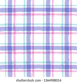seamless tartan girly pattern, plaid print, checkered summer paint brush strokes. Gingham. Rhombus and squares texture for textile: shirts, tablecloths, clothes, dresses, bedding, blankets, paper. 