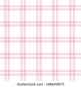seamless tartan girly pattern, plaid print, checkered pink paint brush strokes. Gingham. Rhombus and squares texture for textile: shirts, tablecloths, clothes, dresses, bedding, blankets, paper.