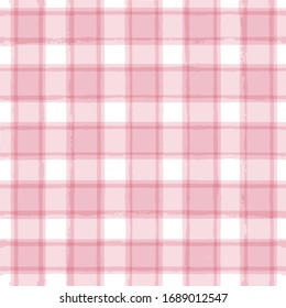 trazo giratorio sin fisuras, impresión trenzada, pincel rosa a cuadros. Gingham. Rhombus y cuadrado textil: pantalones, manteles, ropa, vestidos, ropa de cama, mantas, papel.